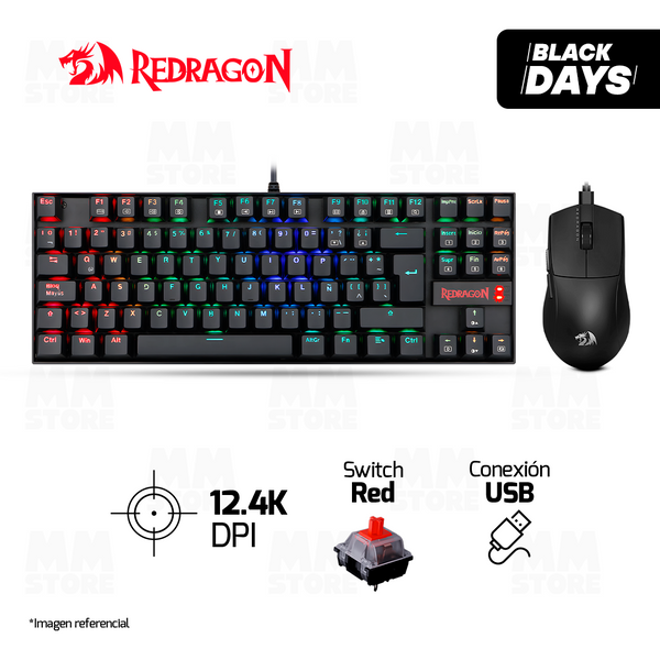 COMBO REDRAGON S145-SP KUMARA SWITCH RED + K1NG M724  | TECLADO+MOUSE | NEGRO
