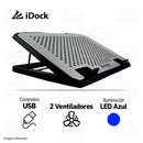COOLER PARA LAPTOP IDOCK LUXAR | 2 VENTILADORES | ALUMINIO