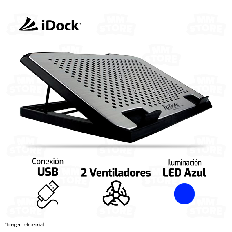 COOLER PARA LAPTOP IDOCK LUXAR | 2 VENTILADORES | ALUMINIO