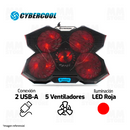 COOLER PARA LAPTOP CYBERCOOL HA-K3 | 5 VENTILADOR | LUZ ROJA