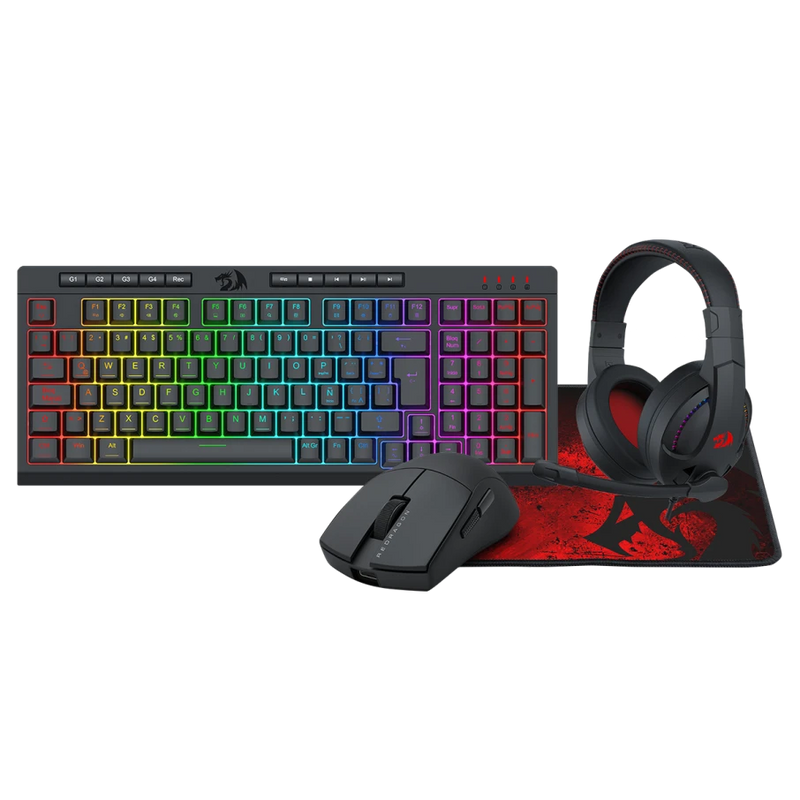 Kit Redragon 4 en 1 - S147-SP  | Teclado K515 Spanish + Mouse M724 + Auricular H211 + Pad P016