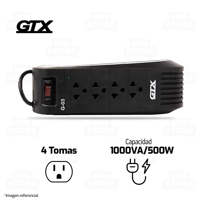 ESTABILIZADOR GTX G-03 | 1000VA/500W | 4 TOMAS