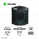 ESTABILIZADOR GTX MOD G-07 | 1200VA/600W | 8 TOMAS + 2 USB