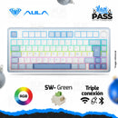 TECLADO AULA F75 | INALAMBRICO | ESPAÑOL | MECANICO | SW-GREEN| RGB | BLANCO-CELESTE