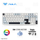 TECLADO AULA F99 PRO | INALAMBRICO| MECANICO | SW-STAR VECTOR | RGB | BLANCO-CELES-NEGRO