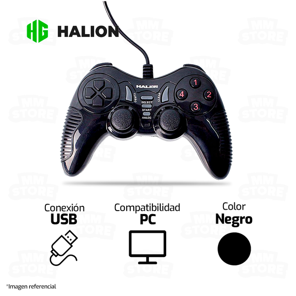 GAMEPAD HALION HA-2011 | USB | PC | NEGRO