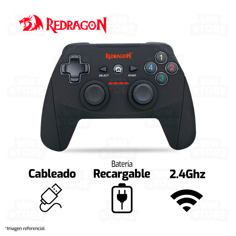 GAMEPAD REDRAGON HARROW G808 | USB - INALAMBRICO | PC - PLAY3