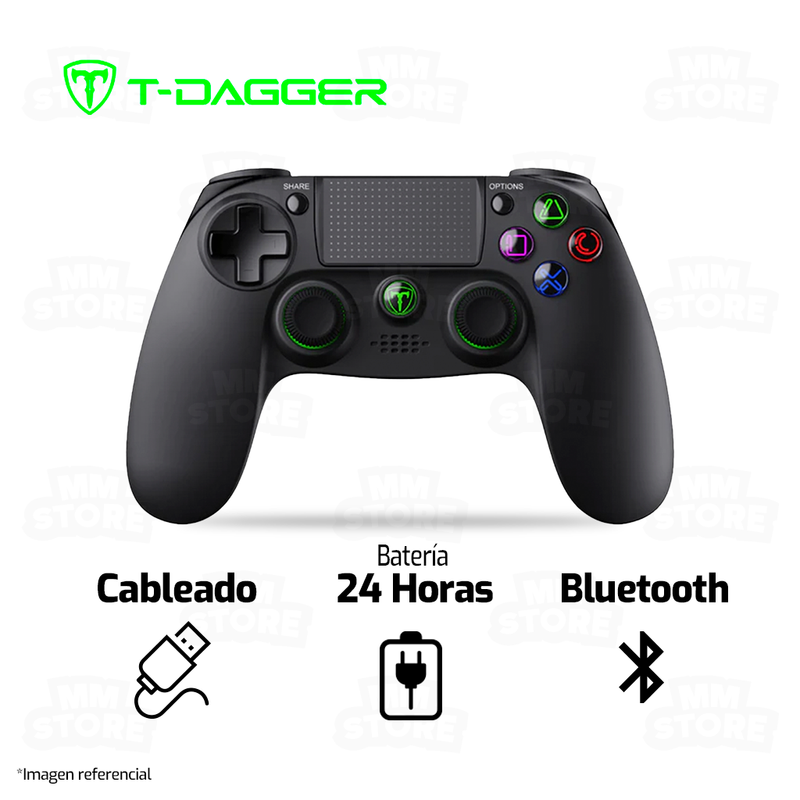 GAMEPAD T-DAGGER SCORPIO T-TGP802 | USB-BLUETOOTH | PLAY4 - PLAY3 - PC | NEGRO