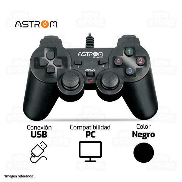 GAMEPAD ASTROM PLAYER AST 301u | USB | PC | NEGRO