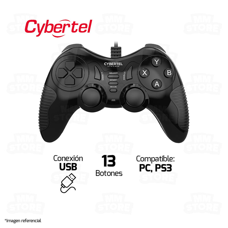 GAMEPAD CYBERTEL STRICKER - CYB G101 | USB | PS3 - PC | NEGRO