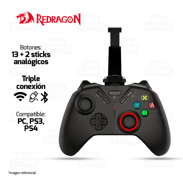 GAMEPAD REDRAGON FORGE G711 | USB - BLUETOOTH - INALÁMBRICO| PS4 - PS3 - PC | NEGRO