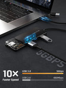 HUB ADAPTADOR USB TIPO-C/A 4 EN 1 CABLETIME CB03B | 4 PUERTOS USB-A 3.0