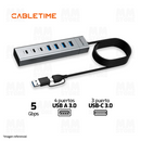 HUB USB CABLETIME CB58G | 4 PUERTOS USB-A 3.0 | 3 PUERTOS USB-C 3.0