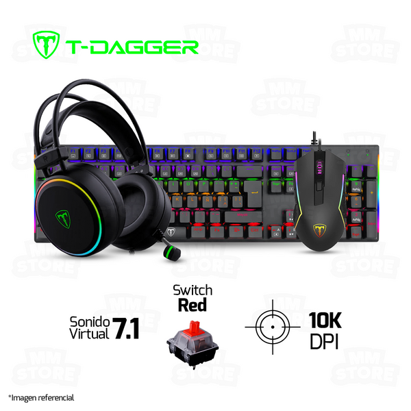 KIT 3 EN 1 T-DAGGER | TECLADO + AUDIFONO + MOUSE