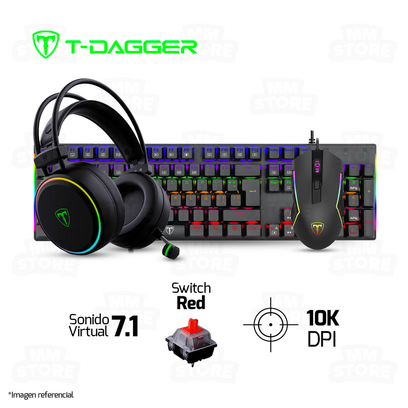 KIT 3 EN 1 T-DAGGER | TECLADO + AUDIFONO + MOUSE