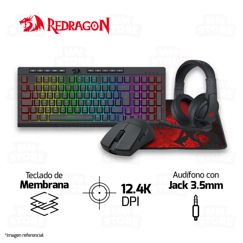 Kit Redragon 4 en 1 - S147-SP  | Teclado K515 Spanish + Mouse M724 + Auricular H211 + Pad P016