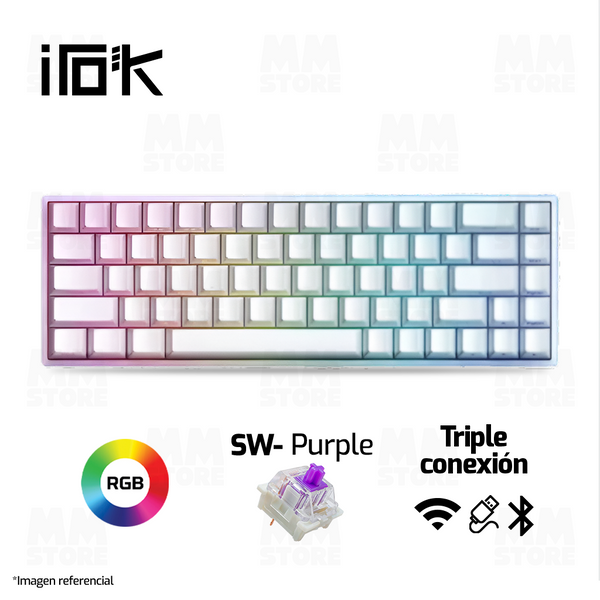 TECLADO MAGNÉTICO 8K IROK CAROTMAS MARS68 PRO | SW-PURPLE | RGB | INALAMBRICO| BLANCO