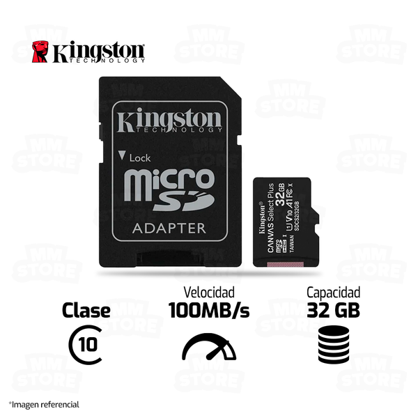 MEMORIA MICROSD KINGSTON | 32GB | 100MB/S | CLASE 10 | (3 MESES)