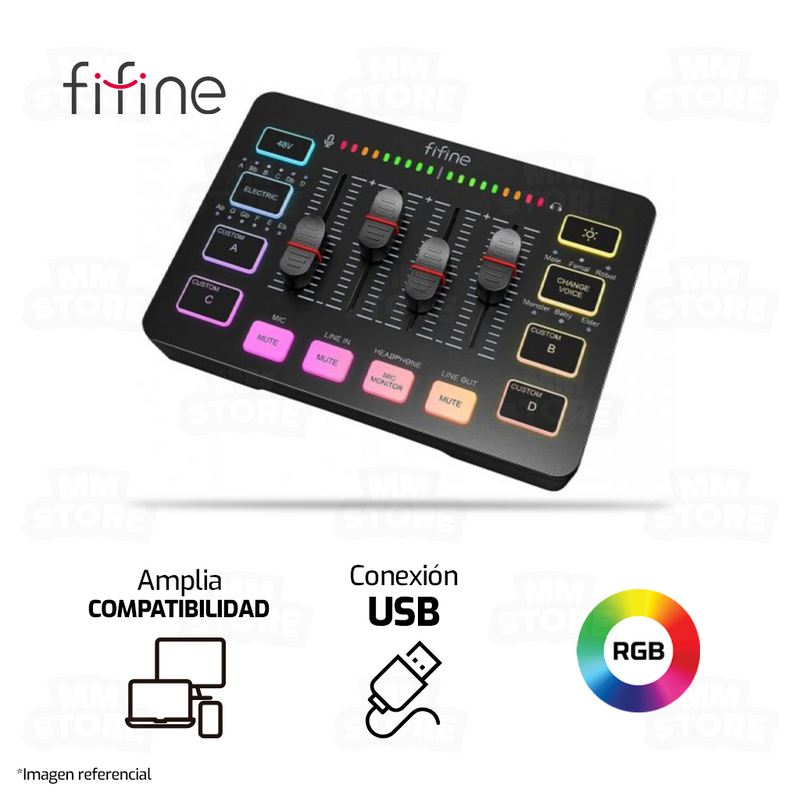 MEZCLADOR DE SONIDO MIXER FIFINE SC3 | RGB | NEGRO