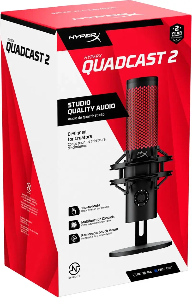 MICROFONO HYPERX QUADCAST 2 | USB | LED ROJO