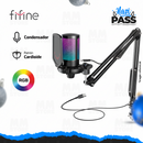 MICROFONO FIFINE A6T + BRAZO | RGB | CONDENSADOR | NEGRO