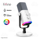 COMBO STREAMING | MICROFONO FIFINE AM8 DINÁMICO BLANCO + MEZCLADOR DE SONIDO MIXER FIFINE SC3 BLANCO + CABLE XLR 3M NEGRO
