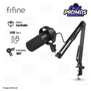 MICROFONO FIFINE K688 DINÁMICO NEGRO + BRAZO DE MICROFONO