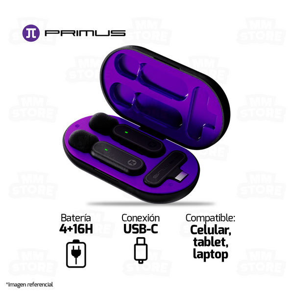 MICROFONO SOLAPERO PRIMUS VOX01 | 2 MICROFONOS | USB TIPO C | NEGRO