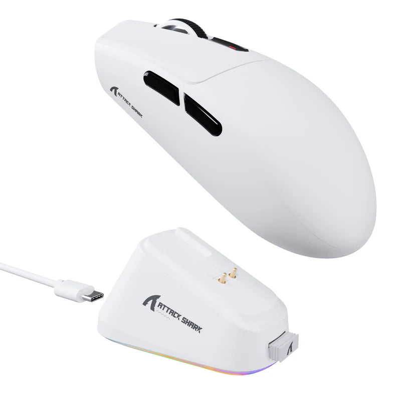 MOUSE ATTACK SHARK G3 PRO | BASE DE CARGA| INALAMBRICO | 25,000 DPI | BLANCO