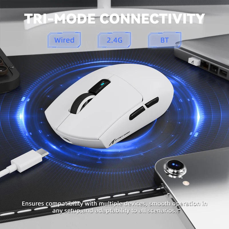MOUSE ATTACK SHARK G3 PRO | BASE DE CARGA| INALAMBRICO | 25,000 DPI | BLANCO