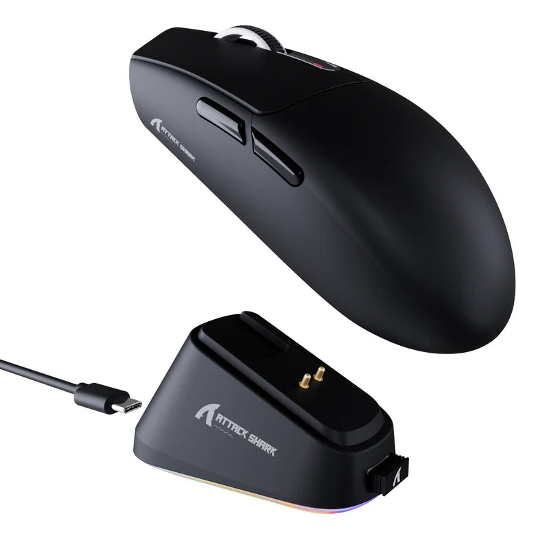 MOUSE ATTACK SHARK G3 PRO | BASE DE CARGA | INALAMBRICO | 25,000 DPI | NEGRO