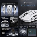 MOUSE ATTACK SHARK R5 ULTRA CARBON | INALAMBRICO | 8,000 Hz | 42,000 DPI | BLANCO