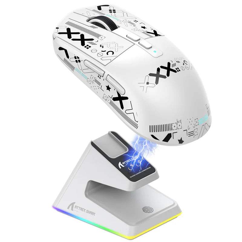 MOUSE ATTACK SHARK X6 | BASE DE CARGA | INALAMBRICO | 26,000 DPI | BLANCO