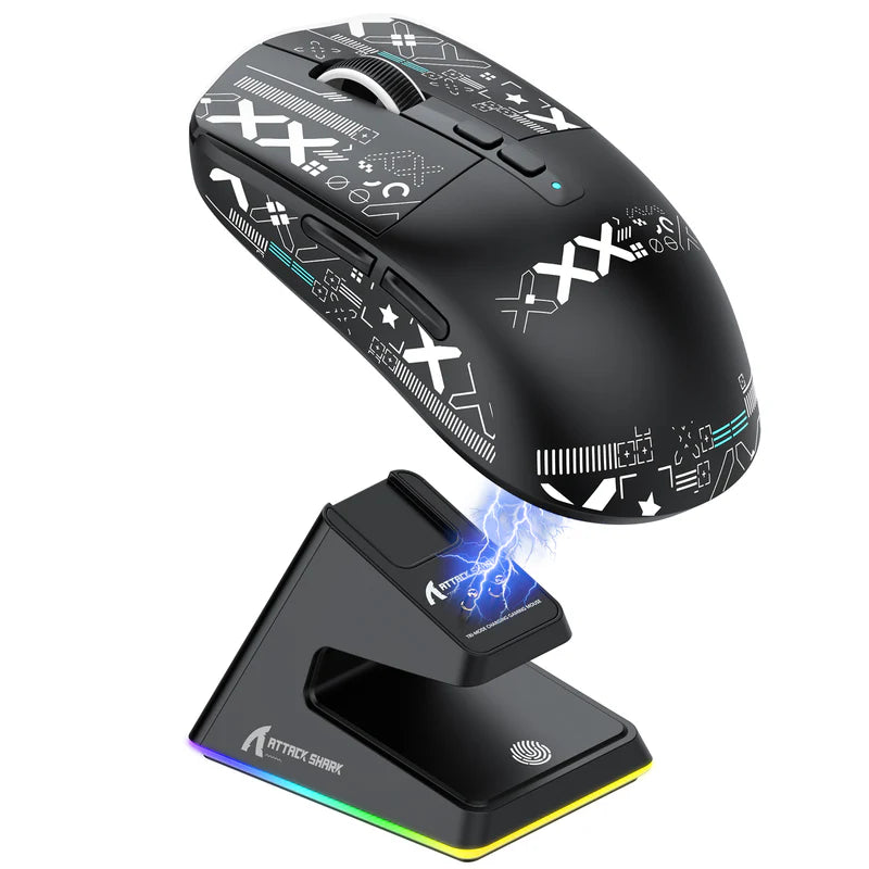 MOUSE ATTACK SHARK X6 | BASE DE CARGA |  INALAMBRICO | 26,000 DPI | NEGRO