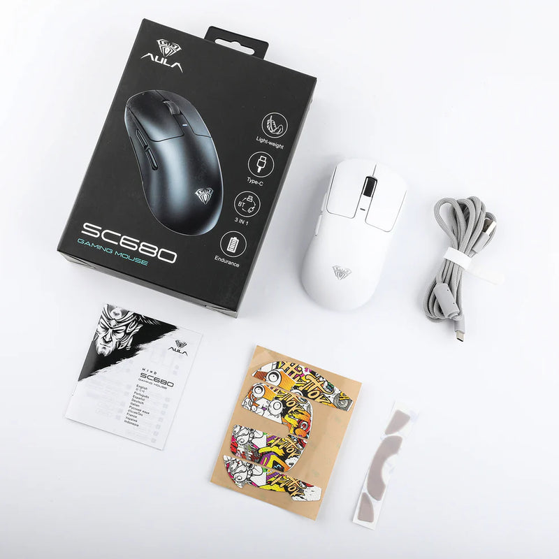 MOUSE AULA SC680 | INALAMBRICO - BLUETOOTH | 26,000 DPI | BLANCO