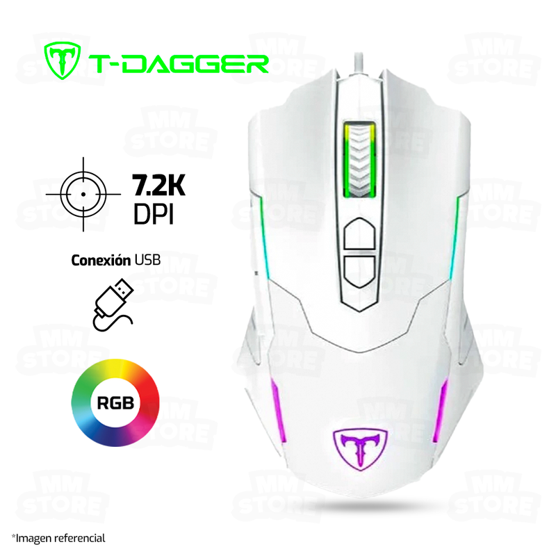 MOUSE T-DAGGER BEIFADIER T-TGM206W | 7,200 DPI | RGB | BLANCO