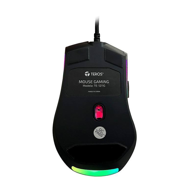MOUSE TEROS TE-1211G | 12,800 DPI | RGB | NEGRO