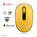 MOUSE TEROS TE-5075 | INALAMBRICO | 1,600 DPI | NEGRO-AMARILLO