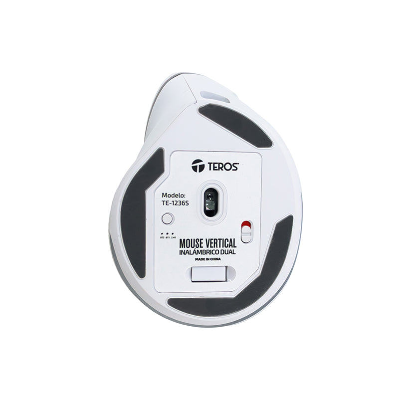 MOUSE TEROS VERTICAL TE-1236S | INALAMBRICO - BT - CABLEADO | 2400 DPI | BLANCO