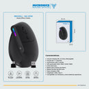 MOUSE MICRONICS BRICKELL MIC M755 | VERTICAL | INALAMBRICO | 3200 DPI | NEGRO