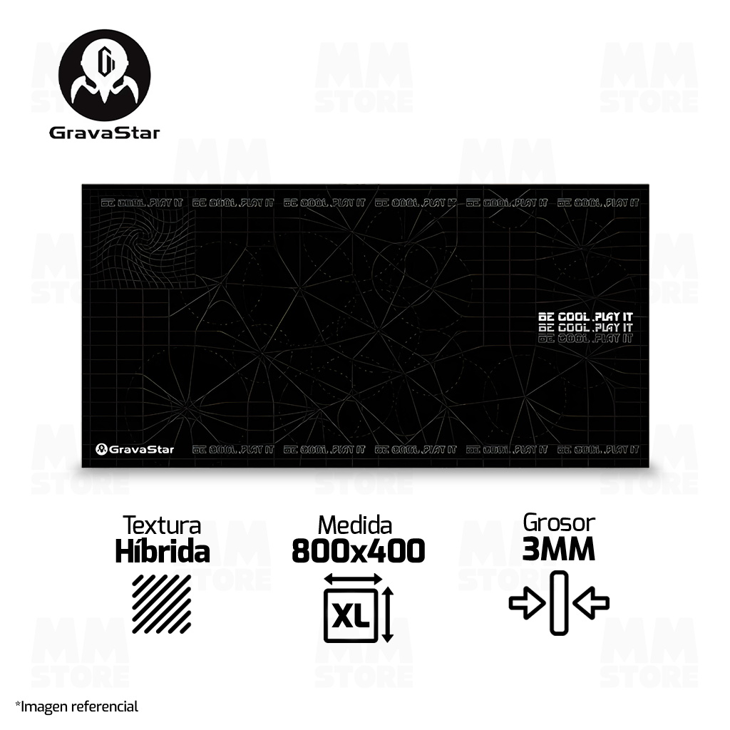 MOUSEPAD GRAVASTAR | XL | 800 X 400 X 3MM | NEGRO