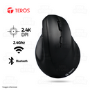 MOUSE TEROS VERTICAL TE-5169N | INALAMBRICO - BT - CABLEADO | 2400 DPI | NEGRO
