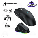 MOUSE ATTACK SHARK X11 | BASE DE CARGA | INALAMBRICO - BLUETOOTH | 22,000 DPI | NEGRO