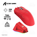 MOUSE ATTACK SHARK X11 | BASE DE CARGA | INALAMBRICO - BLUETOOTH | 22,000 DPI | ROJO
