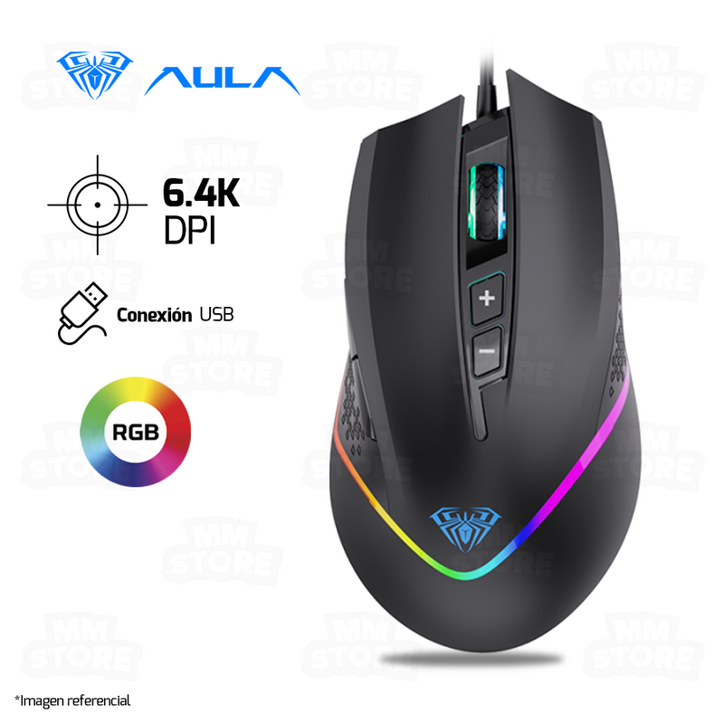 MOUSE AULA F805 | 6,400 DPI | RGB | NEGRO