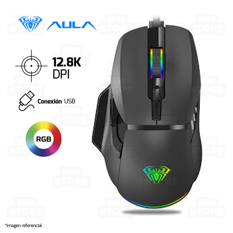 MOUSE AULA F815 | 12,800 DPI | RGB | NEGRO