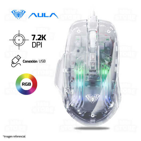 MOUSE AULA S80 | USB | 7,200 DPI | TRANSPARENTE