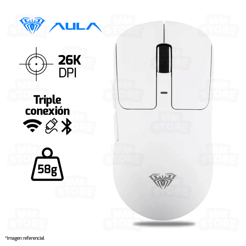 MOUSE AULA SC680 | INALAMBRICO - BLUETOOTH | 26,000 DPI | BLANCO