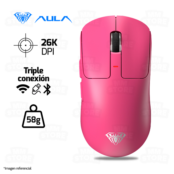MOUSE AULA SC680 | INALAMBRICO - BLUETOOTH | 26,000 DPI | ROSADO