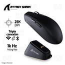 MOUSE ATTACK SHARK G3 PRO | BASE DE CARGA | INALAMBRICO | 25,000 DPI | NEGRO